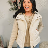 Classic Zip-Up Puffer Vest - Cream