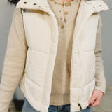 Classic Zip-Up Puffer Vest - Cream