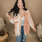 Oli & Hali Washed Colorblock Aztec Shacket - Clay - Lace and Grace Boutique