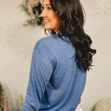 Vintage Ornaments Long Sleeve Crewneck Tee - Blue