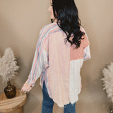 Oli & Hali Washed Colorblock Aztec Shacket - Clay - Lace and Grace Boutique