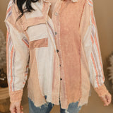 Oli & Hali Washed Colorblock Aztec Shacket - Clay - Lace and Grace Boutique