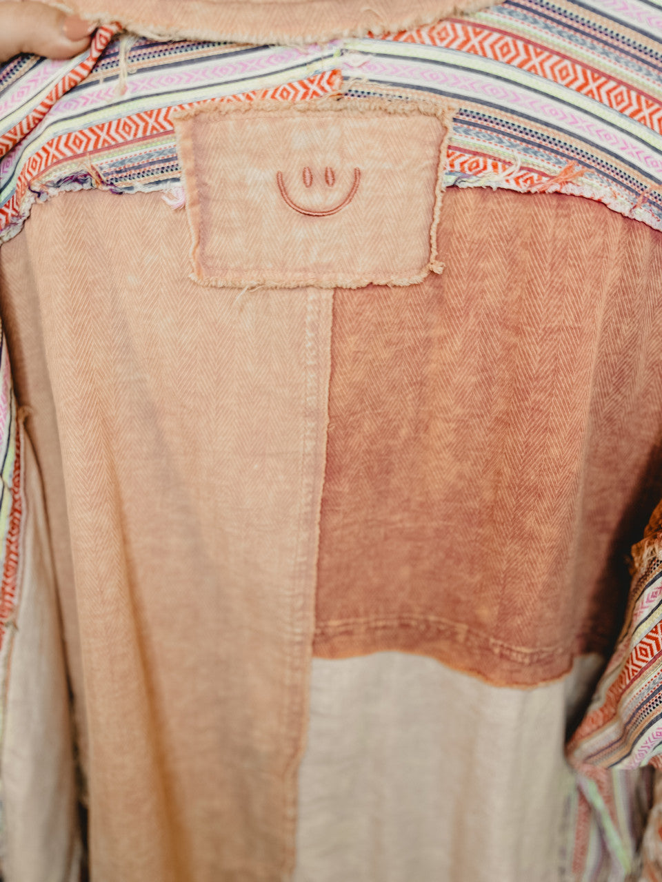 Oli & Hali Washed Colorblock Aztec Shacket - Clay - Lace and Grace Boutique