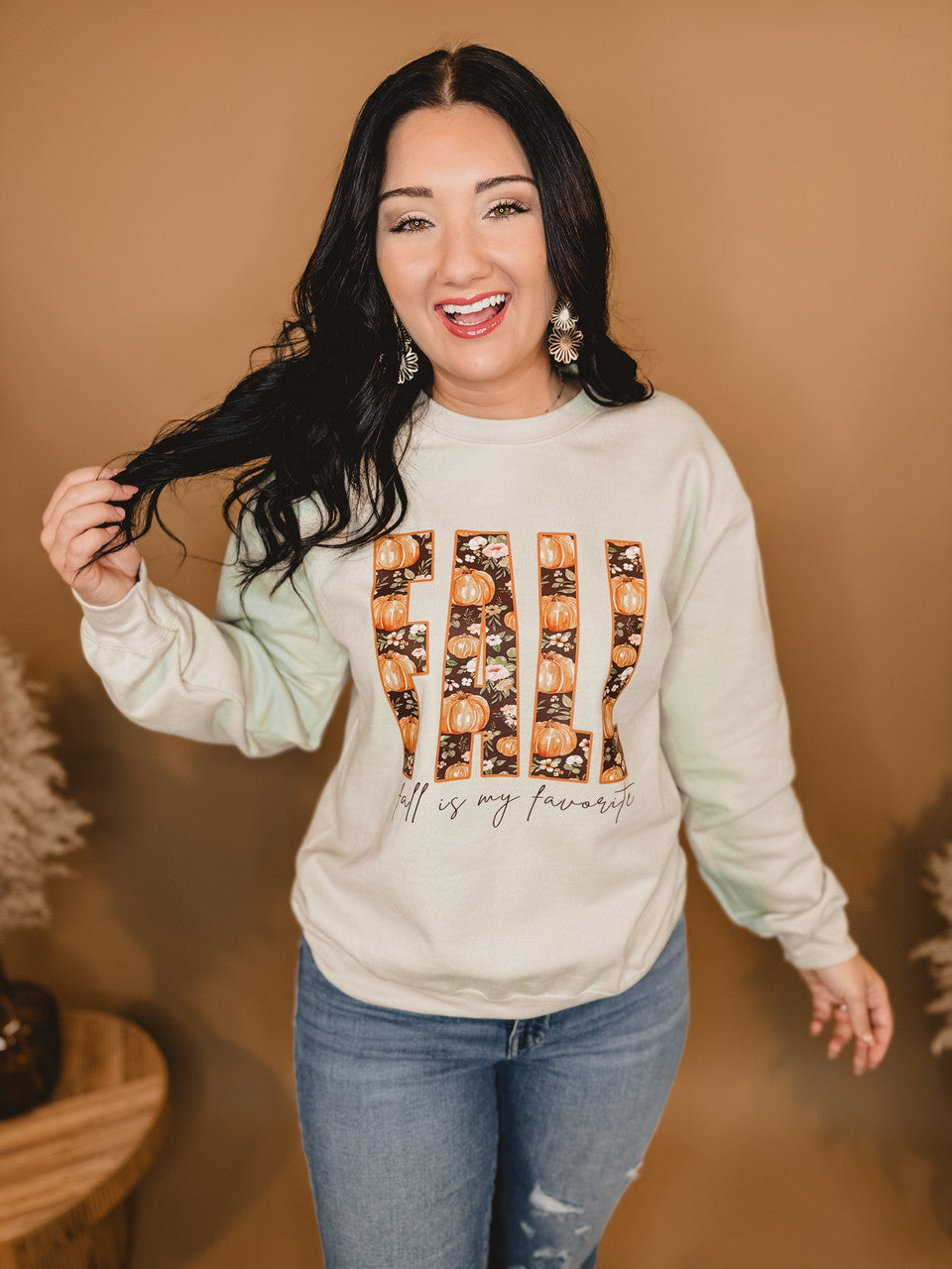 Fall Is My Favorite Fleece Sweatshirt - Oat - Lace and Grace Boutique