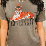 Cincinnati Football Vintage Tiger Tee - Pepper
