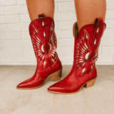 Britney Cut Out Western Boots - Ruby