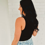 Ribbed Scoop Neck Knit Tank - Black - Lace and Grace Boutique