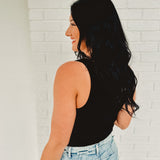 Ribbed Scoop Neck Knit Tank - Black - Lace and Grace Boutique