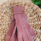 C.C Cable Knit Gloves - Coco Berry