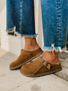 Birkenstock Lutry Premium Suede Clog - Mink - Lace and Grace Boutique