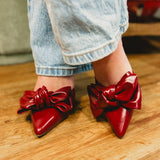 The Jane Bow Accent Kitten Heel - Burgundy Wine