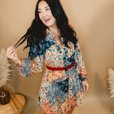 Patchwork Button Down Mini Dress - Navy - Lace and Grace Boutique
