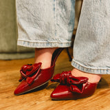 The Jane Bow Accent Kitten Heel - Burgundy Wine