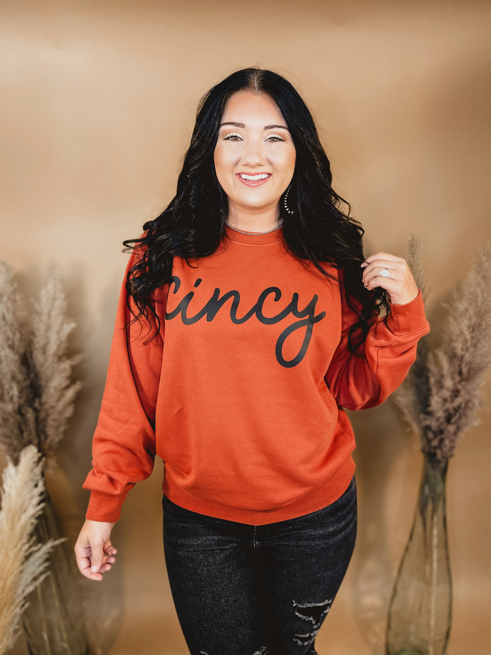 Cincy Dyed Fleece Sweatshirt - Orange - Lace and Grace Boutique