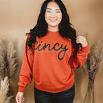 Cincy Dyed Fleece Sweatshirt - Orange - Lace and Grace Boutique