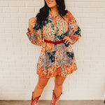 Patchwork Button Down Mini Dress - Navy - Lace and Grace Boutique