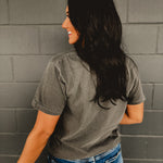 Boo Jee Ghost Checkered Graphic Tee - Dark Gray - Lace and Grace Boutique