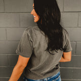 Boo Jee Ghost Checkered Graphic Tee - Dark Gray - Lace and Grace Boutique