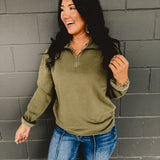 Pigment-Dyed Quarter Zip Pullover - Pigment Green