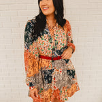 Patchwork Button Down Mini Dress - Navy - Lace and Grace Boutique