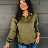 Pigment-Dyed Quarter Zip Pullover - Pigment Green