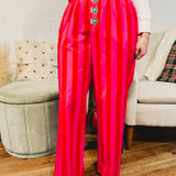 Festive Striped Boxer Pants - Red Multi