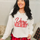 Very Merry Embroidered Sweatshirt - White