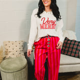 Very Merry Embroidered Sweatshirt - White