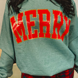 Merry Glitter Fleece Sweatshirt - Hunter Green