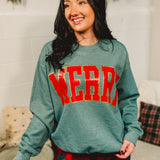 Merry Glitter Fleece Sweatshirt - Hunter Green
