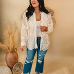 Sweet Southern Nights Crochet Patch Jacket - Natural - Lace and Grace Boutique