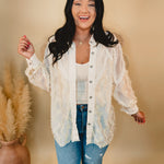 Sweet Southern Nights Crochet Patch Jacket - Natural - Lace and Grace Boutique