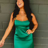 Babydoll Crisscross Mini Dress - Emerald