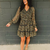 Floral Button Up Tiered Mini Dress - Daffodil