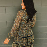 Floral Button Up Tiered Mini Dress - Daffodil