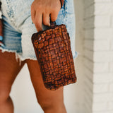 American Darling Woven Leather Wristlet - Lace and Grace Boutique
