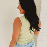 POL Stud Scoop Neck Tank Top - Pistachio - Lace and Grace Boutique