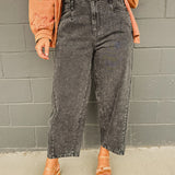Barrel Capri Denim Pants - Black