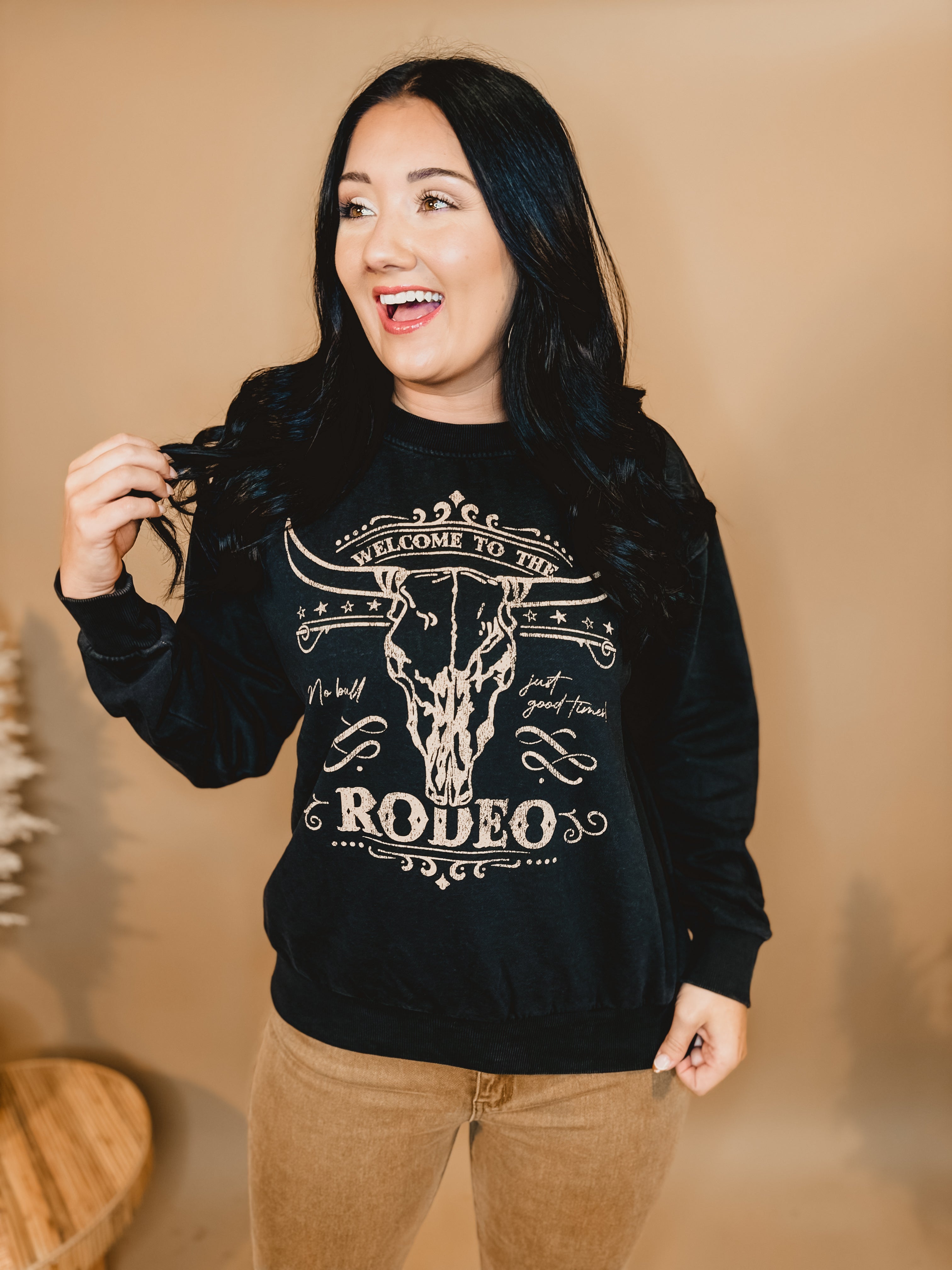 Welcome To The Rodeo Mineral Sweatshirt - Mineral Black - Lace and Grace Boutique