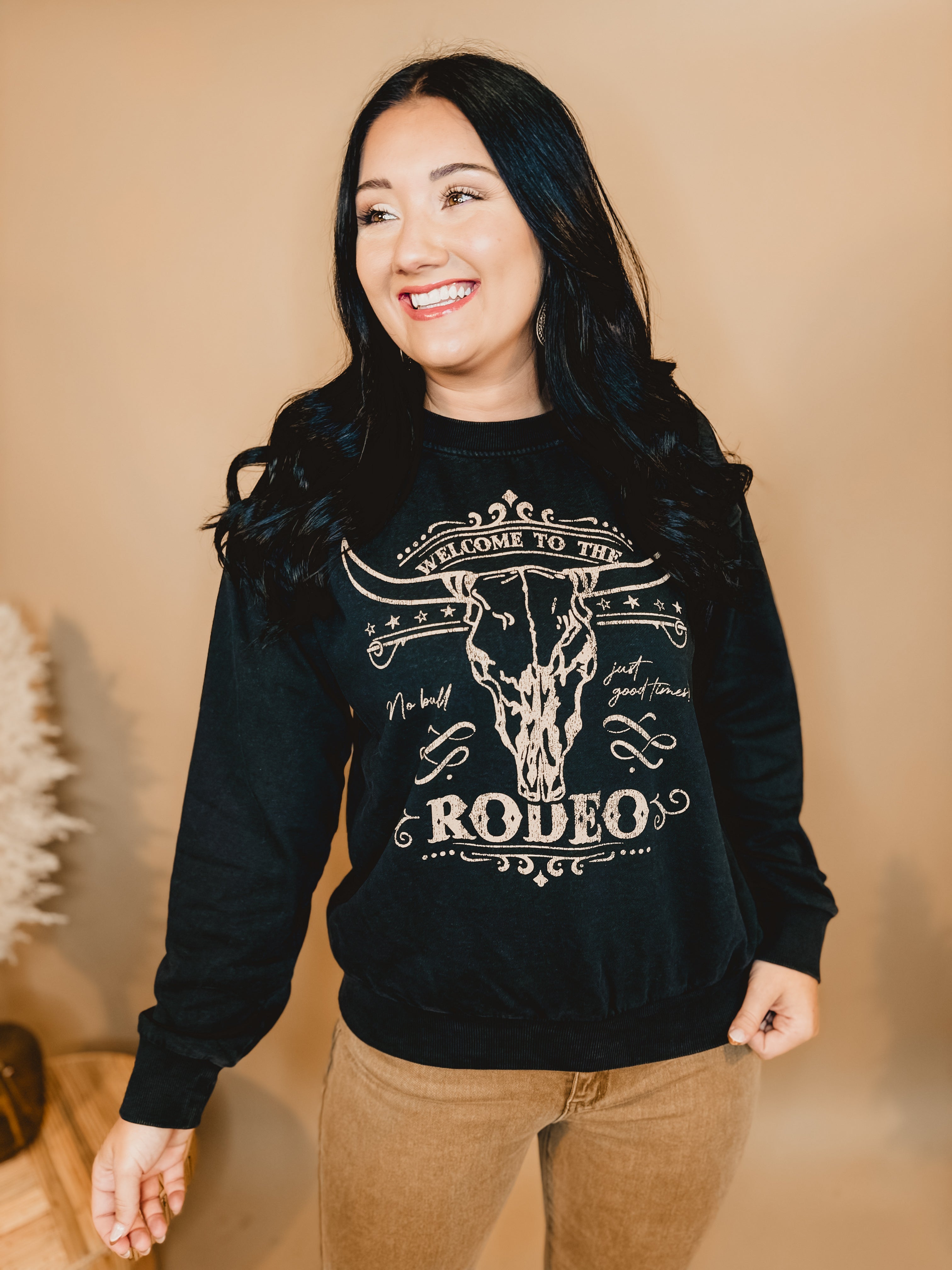 Welcome To The Rodeo Mineral Sweatshirt - Mineral Black - Lace and Grace Boutique