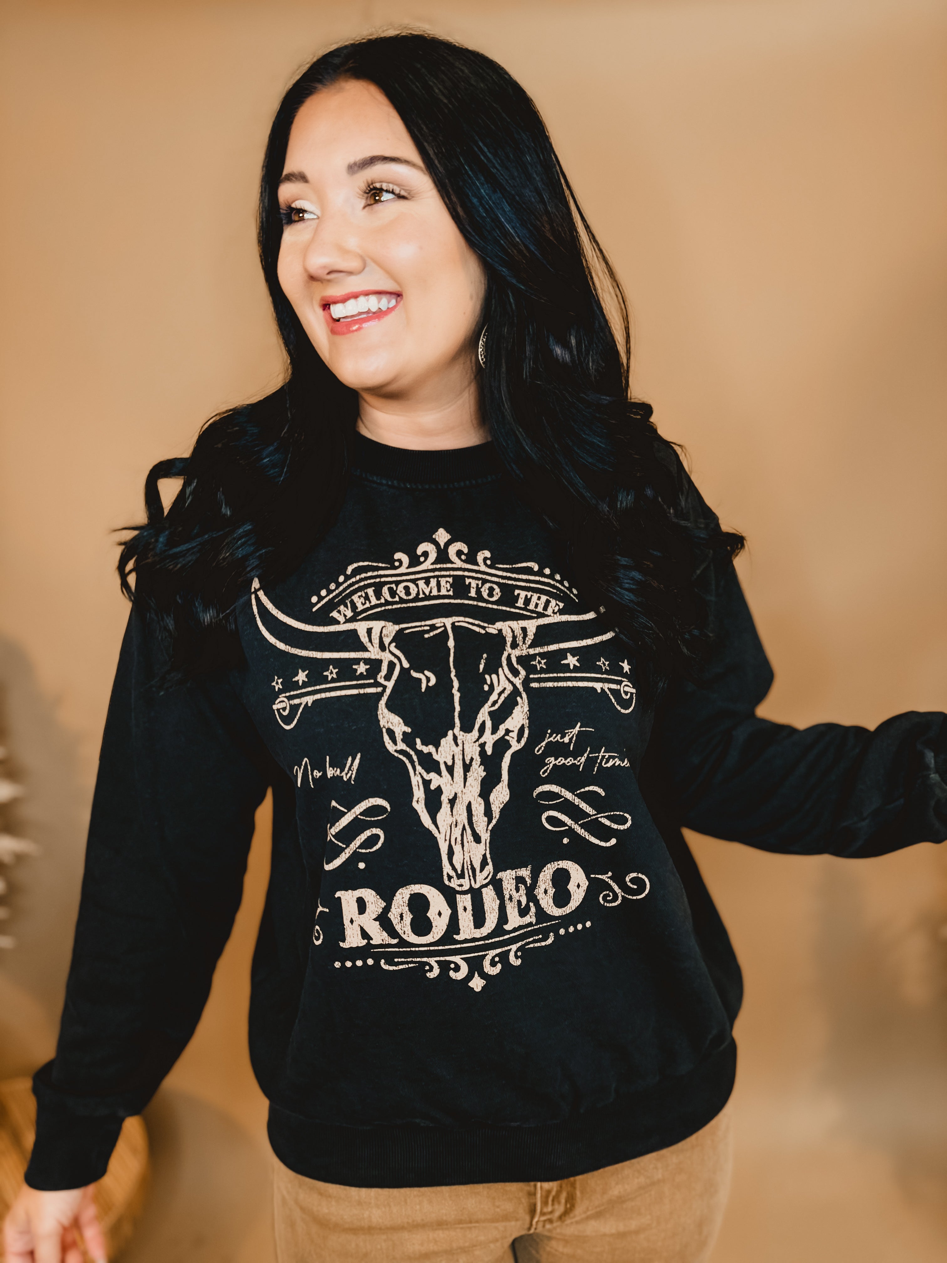 Welcome To The Rodeo Mineral Sweatshirt - Mineral Black - Lace and Grace Boutique