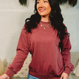 Soft Fleece Pigment Dyed Sweatshirt - Eggplant