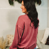 Soft Fleece Pigment Dyed Sweatshirt - Eggplant