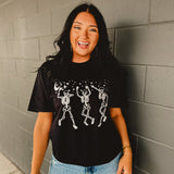Dancing Skeletons Graphic Tee - Black