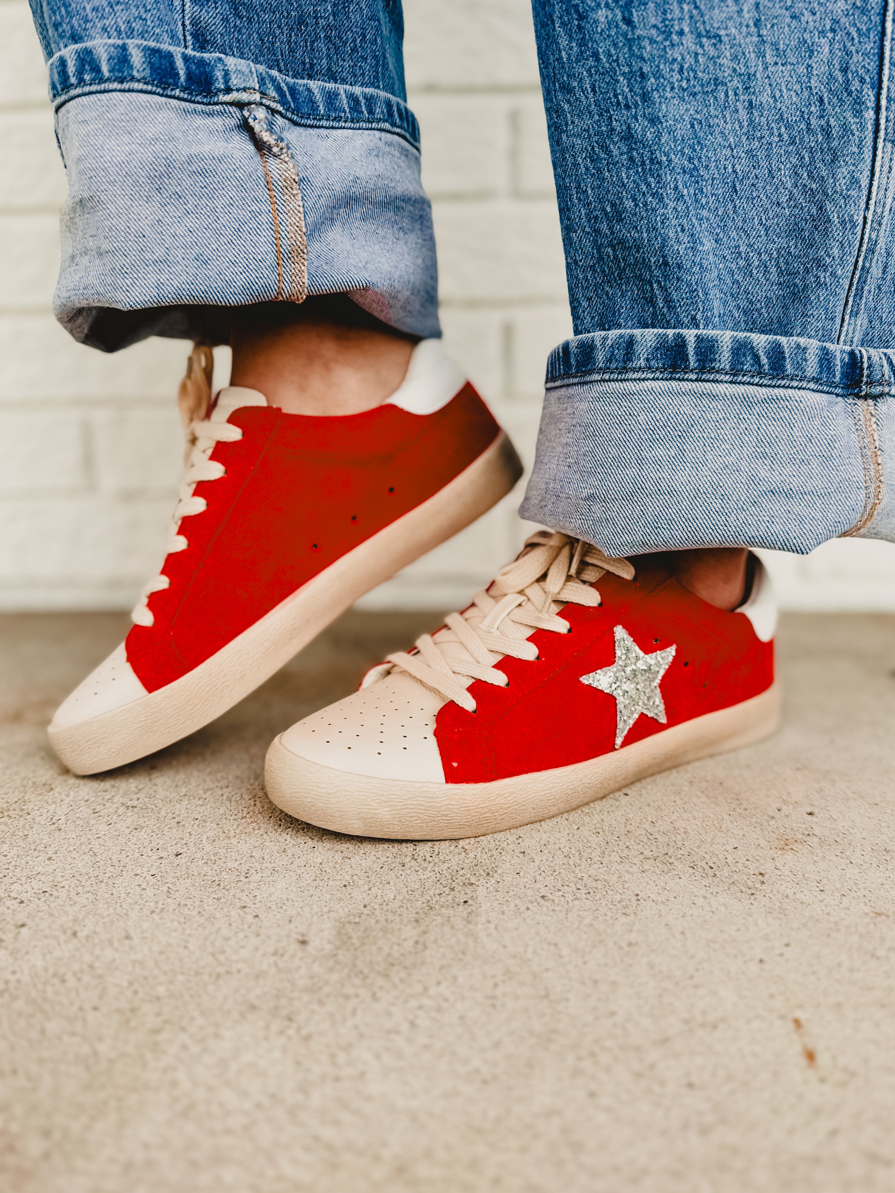 Skylar Super Star Sneakers - Tomato - Lace and Grace Boutique