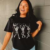 Dancing Skeletons Graphic Tee - Black