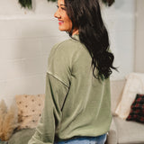 Soft Fleece Pigment Dyed Sweatshirt - Light Olive