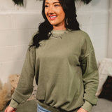 Soft Fleece Pigment Dyed Sweatshirt - Light Olive