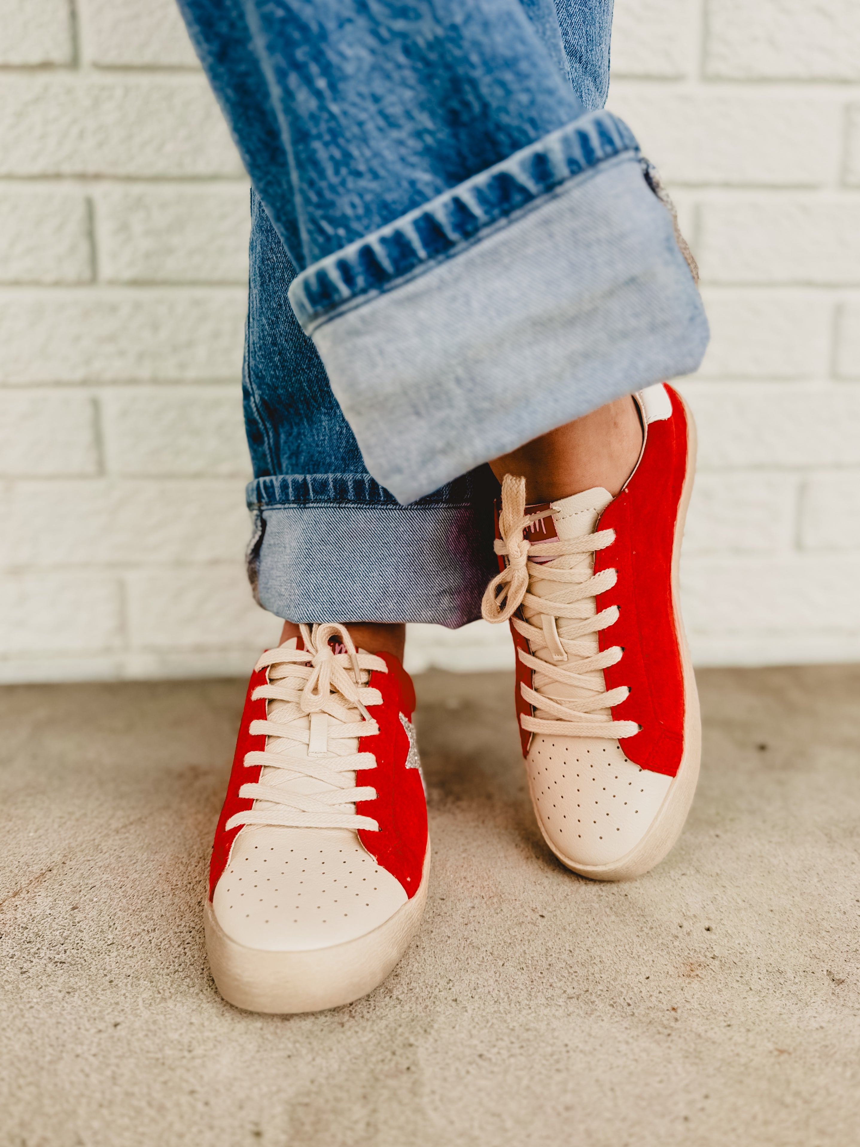 Skylar Super Star Sneakers - Tomato - Lace and Grace Boutique