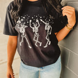 Dancing Skeletons Graphic Tee - Black